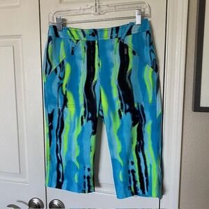 Jamie Sadock Golf Crop Pants Cloud 9 Multi-Color Neon Green Women's Size‎ 2